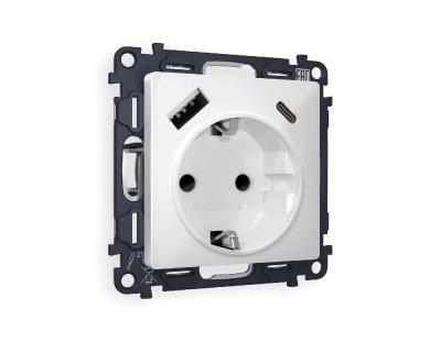 Комплект механизма розетки 2USB A+C 20W (быстрая зарядка) с/з Ambrella Volt Alfa MA130010