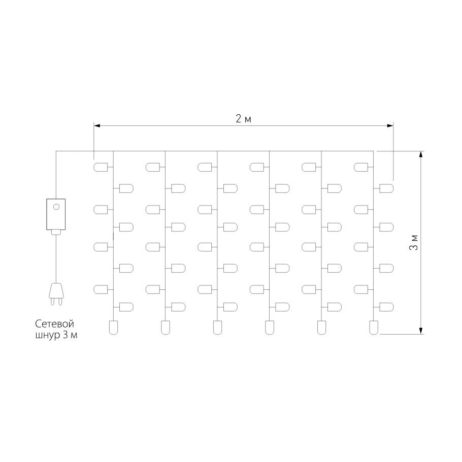 Гирлянда занавес Eurosvet 200-002 теплый белый 2*3м IP20
