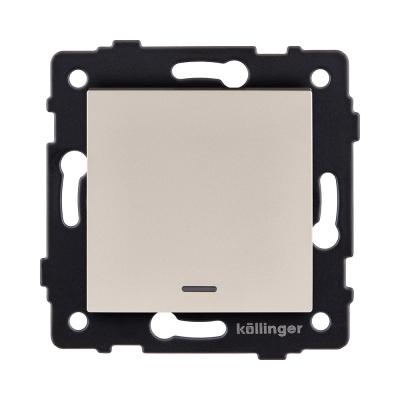 Выключатель кнопочный 1-клавишный 10А/250В с LED подсветкой, золотой Kollinger REA-S-013GD для Aspekt, Eleganz, Reflex