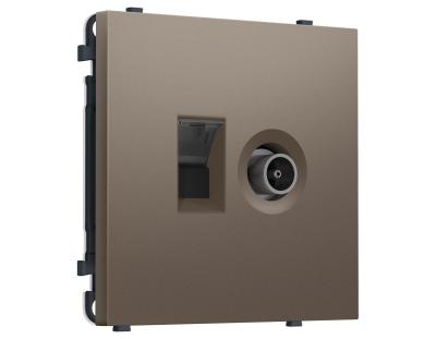 Комплект механизма розетки компьютерной + TV оконечной SIGMA Темная бронза матовый RJ-45 CAT6/50-870MHz 1dB с/ш QUANT PRO Ambrella Volt MS642510 (SP6425, PR195)