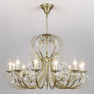 Подвесная люстра Eurosvet Alda 3305/12 латунь/прозрачный хрусталь Strotskis a072112