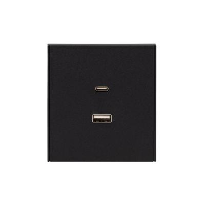 Розетка STRONG USB-A+Type-C 3А с функцией быстрой зарядки антрацит KRANZ KR-78-0734-5 Розетка STRONG USB-A+Type-C 3А с функцией быстрой зарядки антрацит KRANZ KR-78-0734-5