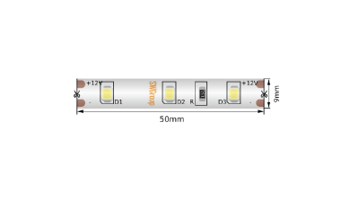 Светодиодная лента SWG Standard 12В 2835 4,8Вт/м 2700-3200K 5м IP66 SWG260-12-4.8-WW-66-M 019158