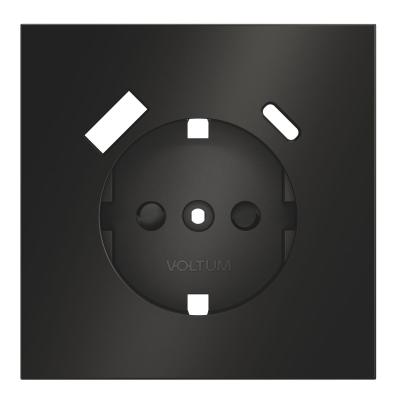 Накладка для розетки с заземлением и защитными шторками с USB A+C S70 Metal (антрацит) Voltum VLSM001012