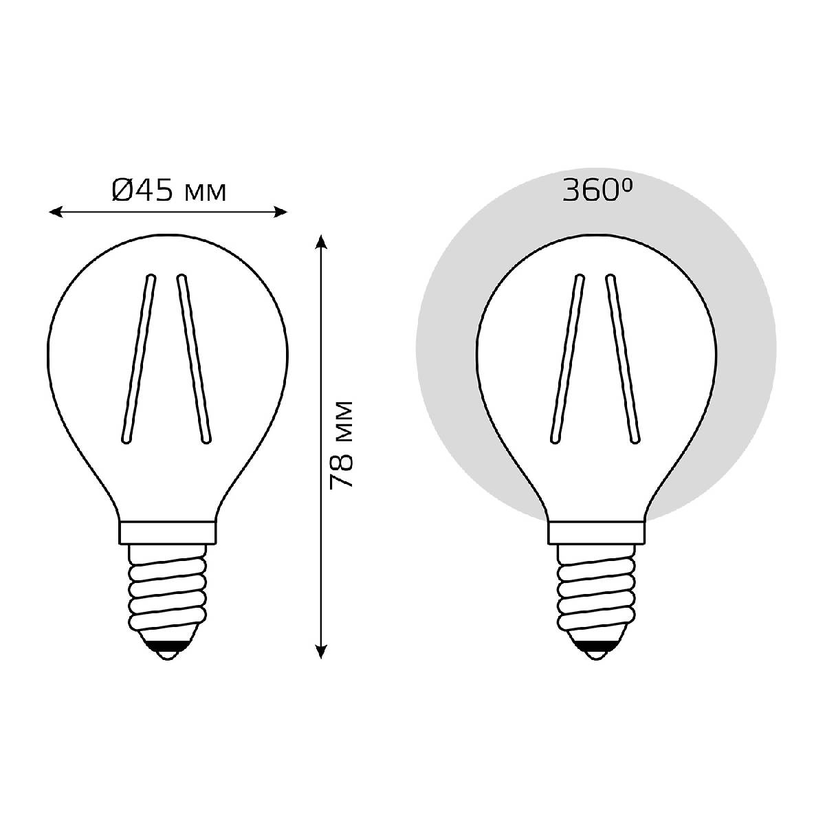 Светодиодная филаментная лампа Gauss Basic Filament E14 3,8W 2400K 1057154