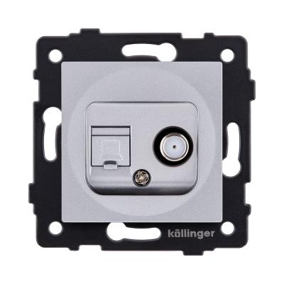 Розетка двойная спутниковая SAT + RJ45 Cat.6, серый Kollinger REA-014GY для Aspekt, Eleganz, Reflex