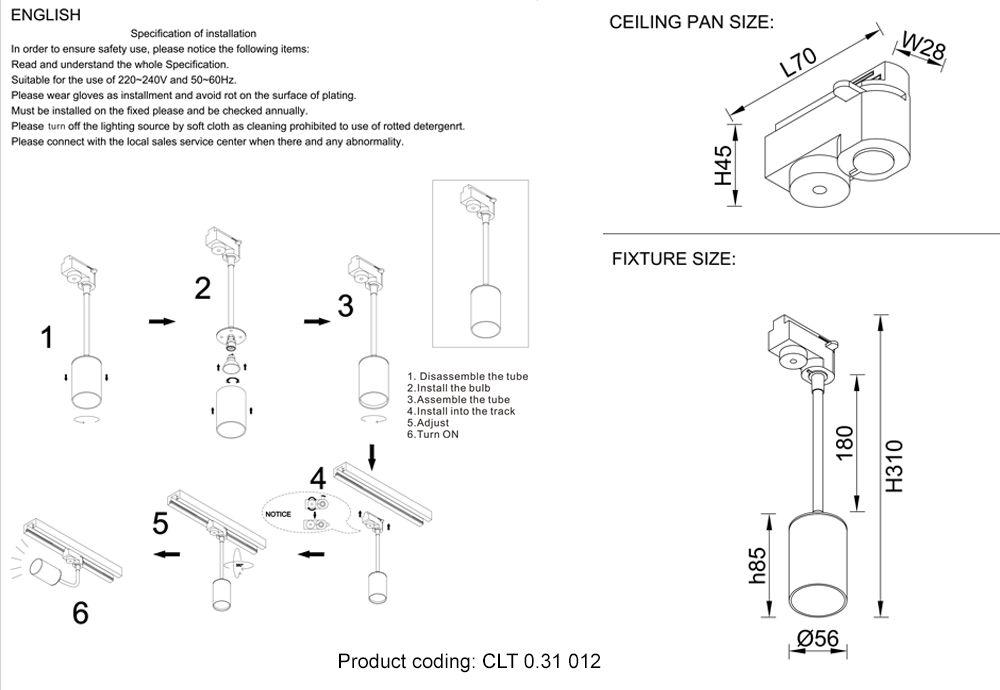 Трековый светильник Crystal Lux CLT 0.31 012 BL