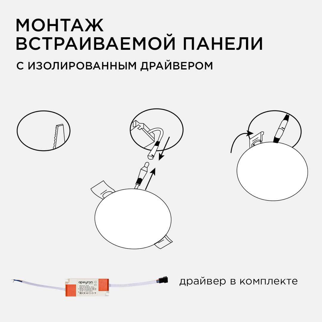 Встраиваемая светодиодная панель безрамочная Apeyron FLP 06-111