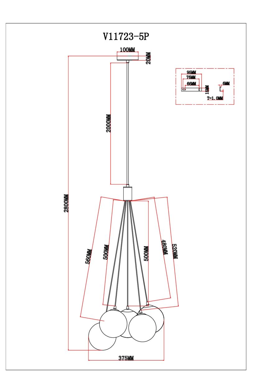 Подвесной светильник Moderli Renny V11723-5P