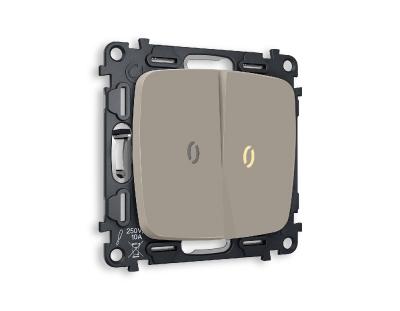 Комплект механизма 2-кл выключателя с подсветкой Ambrella Volt Omega MO364010