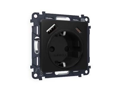 Комплект механизма розетки 2USB A+C 20W (быстрая зарядка) с/з Ambrella Volt Alfa MA810010