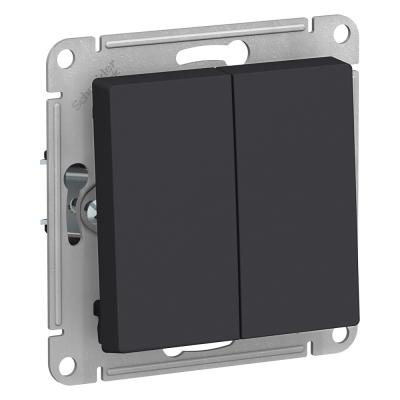 Выключатель 2-клавишный с самовозвратом Systeme Electric AtlasDesign Карбон ATN001017