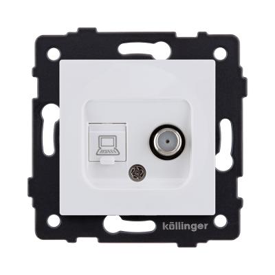 Розетка двойная спутниковая SAT + RJ45 Cat.6, белый матовый Kollinger REA-014WM для Aspekt, Eleganz, Reflex