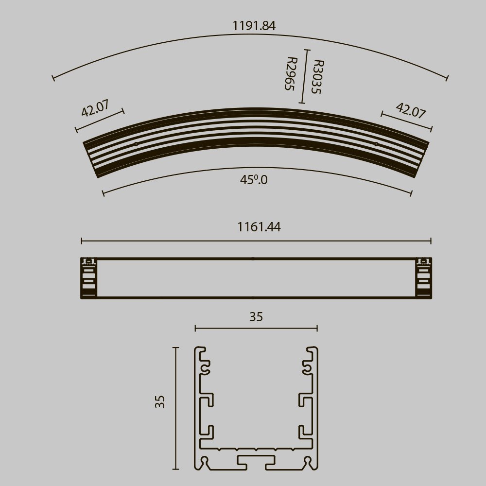 Радиусный профиль Maytoni Led strip ALM-3535R-B-D-45°-3M