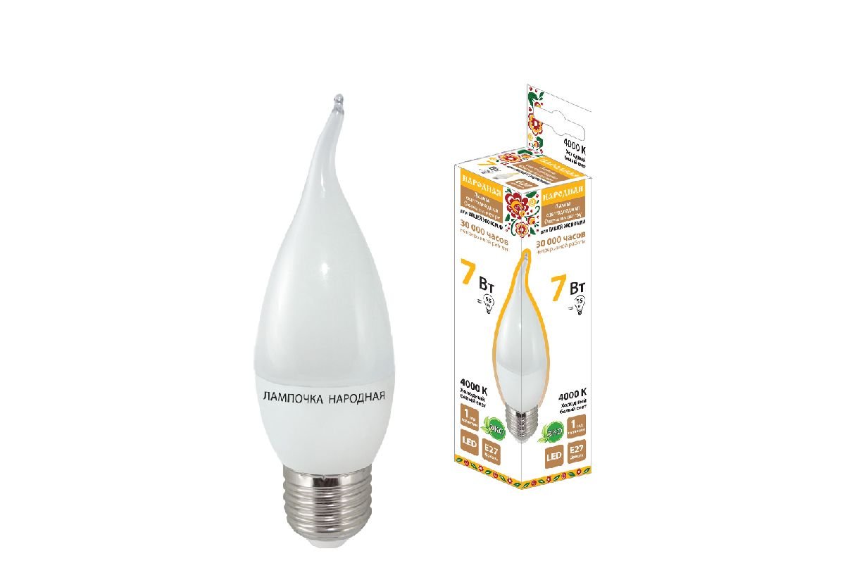 Лампа светодиодная TDM Electric Народная E27 7W 4000K матовая SQ0340-1547
