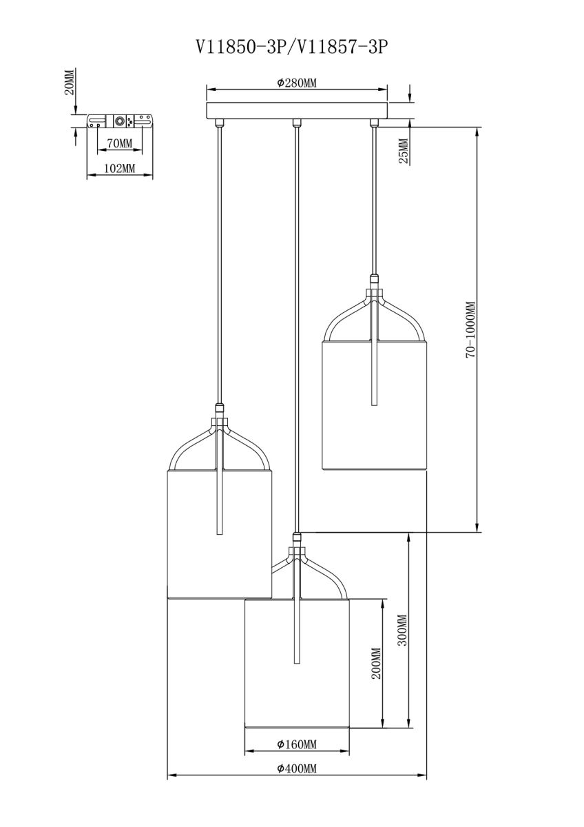 Подвесной светильник Moderli Inari V11850-3P