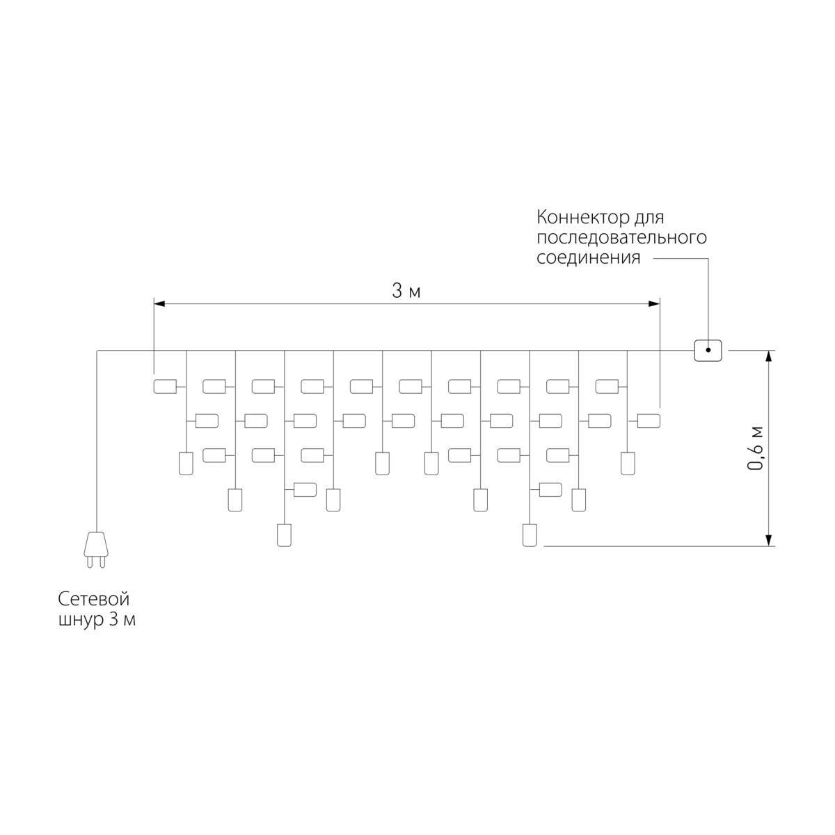 Уличная светодиодная гирлянда Eurosvet бахрома 230V 100-101 теплый белый