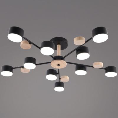 Люстра на штанге Reluce 03758-0.3-10 BK+WOOD GX53