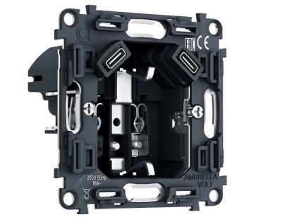Механизм электрической розетки 2USB С+C 20W (быстрая зарядка) с/з на винтовых зажимах 16A-250V QUANT PRO Ambrella Volt PR165