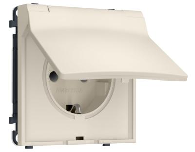 Комплект механизма электрической розетки SIGMA Бежевый матовый 50Hz 2P+E с/з с/ш и крышкой IP44 16A-250V QUANT PRO Ambrella Volt MS328010 (SP3280, PR141)
