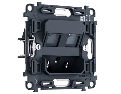 Механизм компьютерной двойной розетки RJ-45 (8P8C) CAT6 с автоматической защитной шторкой QUANT PRO Ambrella Volt PR189