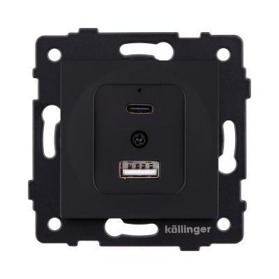 Розетка USB A+C 20W, черный матовый Kollinger REA-037BM для Aspekt, Eleganz, Reflex