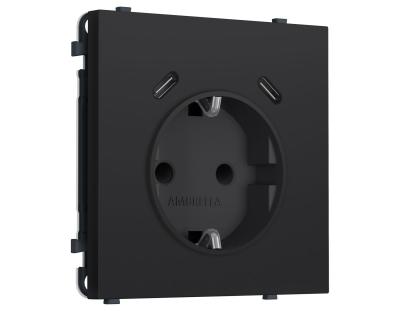 Комплект механизма электрической розетки SIGMA Черный Мягкое касание 2USB С+C 20W Ambrella Volt MS990510 (SP9905, PR165)