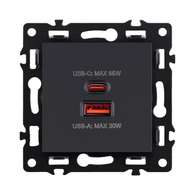 Розетка USB A+C 65W, черный Kollinger Asthetik AS-024BK