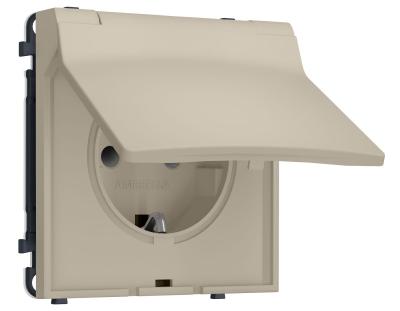Комплект механизма электрической розетки SIGMA Кашемир 50Hz 2P+E с/з с/ш и крышкой IP44 16A-250V QUANT PRO Ambrella Volt MS348010 (SP3480, PR141)