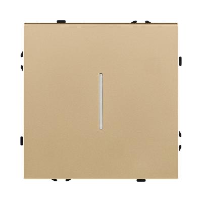 Выключатель кнопочный 1-клавишный 10А/250В с LED подсветкой, золотой Kollinger Eclipse EC-012GD