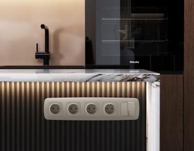 Комплект механизма 2-клавишного перекрестного выключателя Ambrella Volt 10A-250V OMEGA MO363030 Серо-бежевый матовый QUANT (OP3630, VM125)