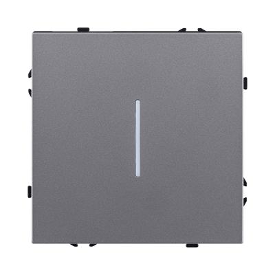 Выключатель кнопочный 1-клавишный 10А/250В с LED подсветкой, серый Kollinger Eclipse EC-012GY