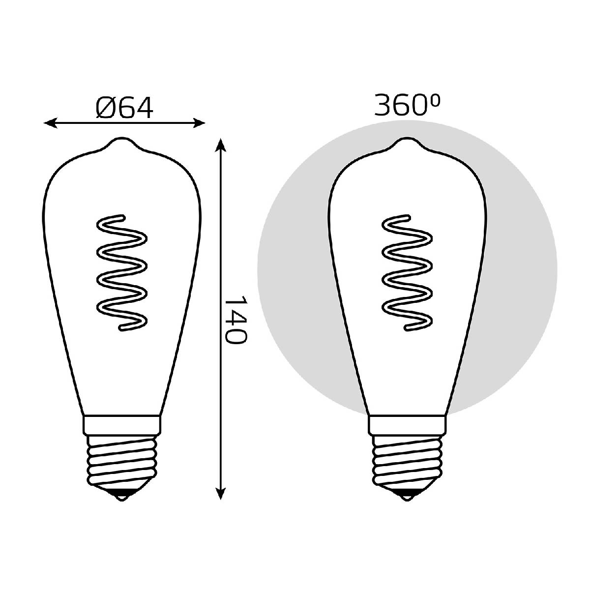 Лампа светодиодная филаментная Gauss E27 6W 2400K золотая 157802006