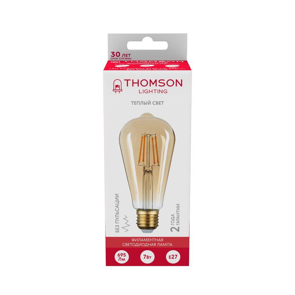 Лампа светодиодная филаментная Thomson E27 7W 2400K прямосторонняя трубчатая прозрачная TH-B2129