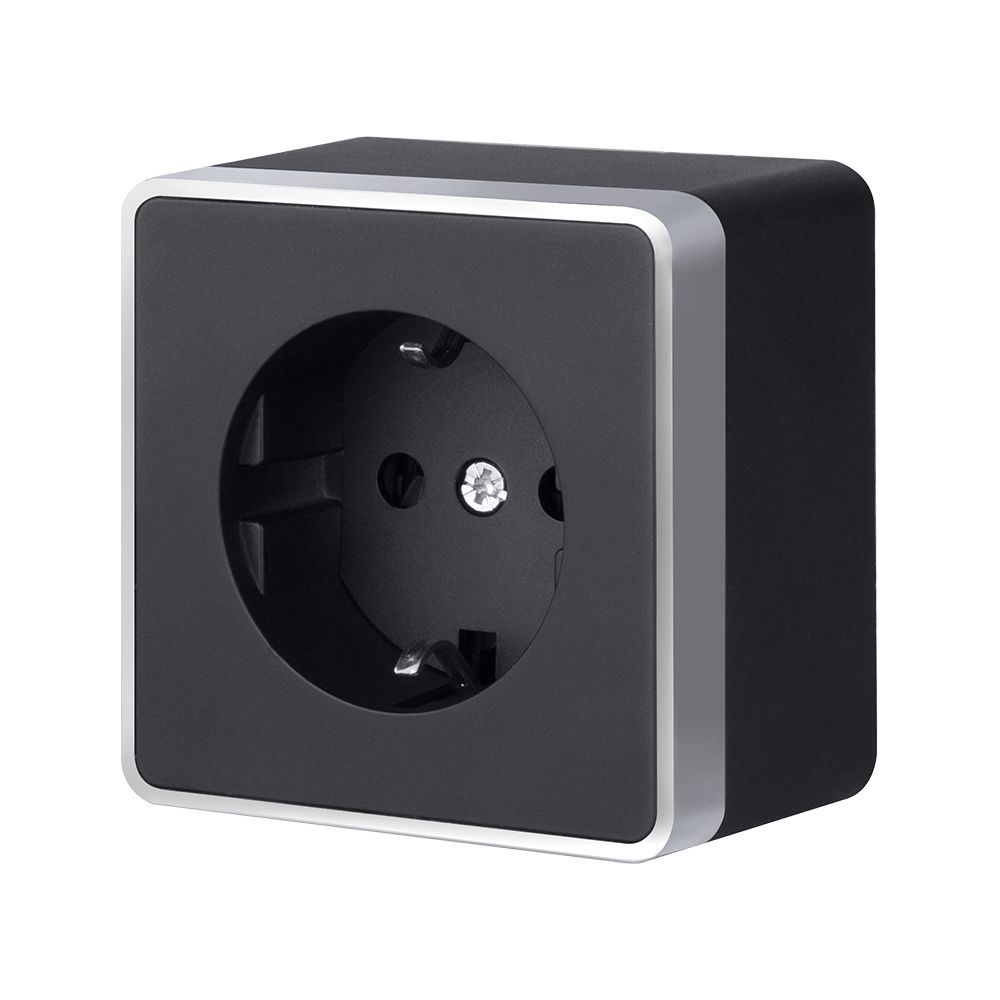 Розетка с заземлением Werkel Gallant (черный с серебром) W5071034 4690389164507 a051146