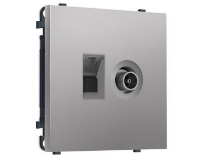 Комплект механизма розетки компьютерной + TV оконечной SIGMA Сталь матовый RJ-45 Ambrella Volt MS512510 (SP5125, PR195)