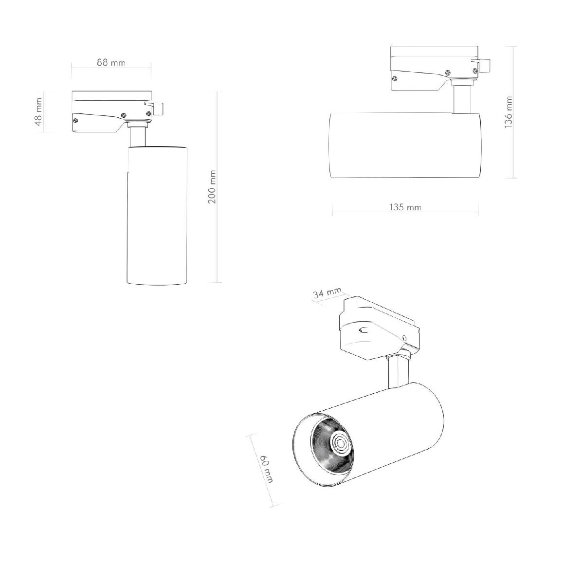 Трековый однофазный светильник Denkirs Solid Koper DK6452-BK
