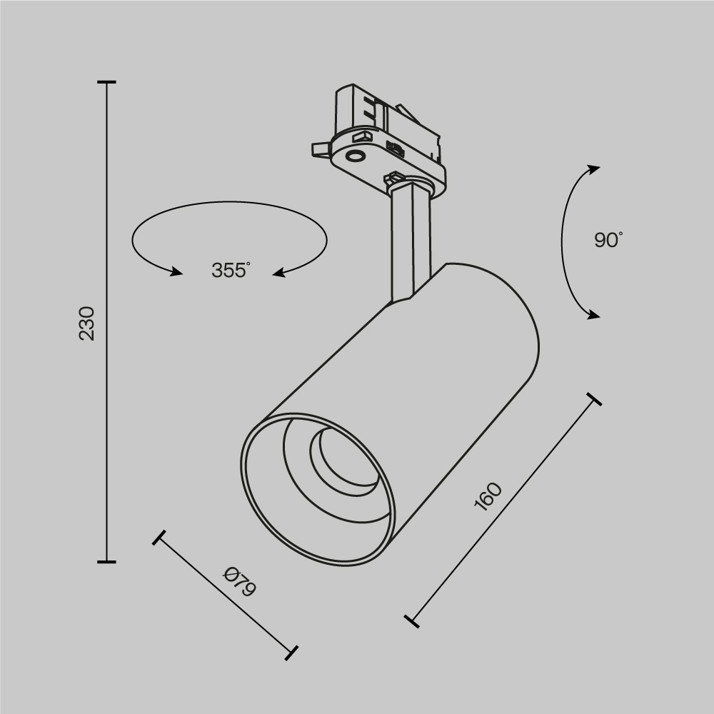 Трековый трехфазный светильник Maytoni Focus Led TR197-3-30WCCT-M-B