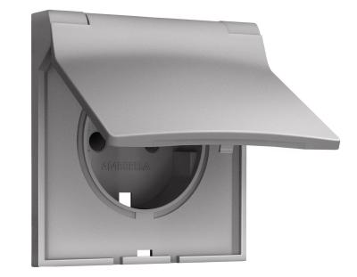 Лицевая панель SIGMA (Сталь матовый) для электрической розетки с/з со шторками и крышкой IP44 QUANT PRO Ambrella Volt SP5080
