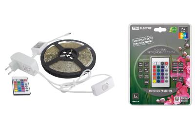Светодиодная влагозащищенная лента TDM Electric 12В 5050 7,2Вт/м RGB 5м IP65 SQ0331-0235