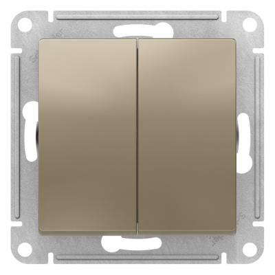 Переключатель 2-клавишный перекрестный, 2 x сх. 7, 10АХ Systeme Electric AtlasDesign Шампань ATN000573
