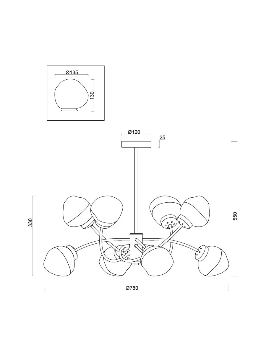 Люстра на штанге Freya Volani FR8017PL-08MG