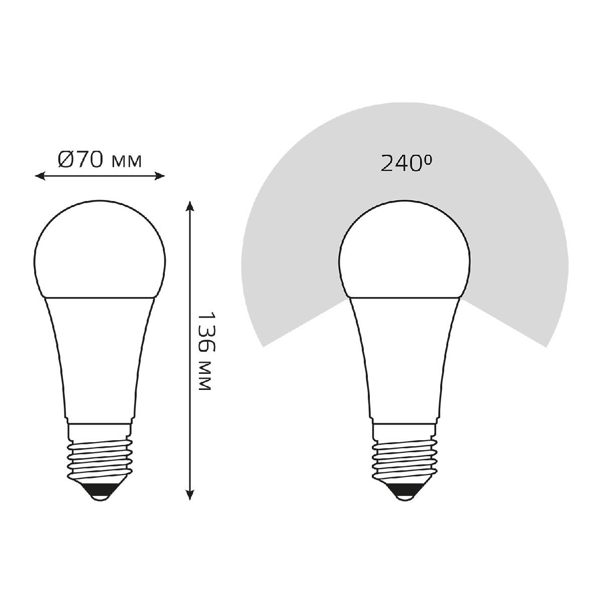Лампа светодиодная Gauss E27 25W 4100K груша матовая 73225
