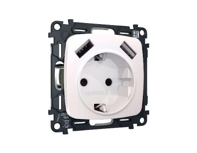 Комплект механизма розетки 2USB A+A 18W (быстрая зарядка) с/з Ambrella Volt Omega MO209010