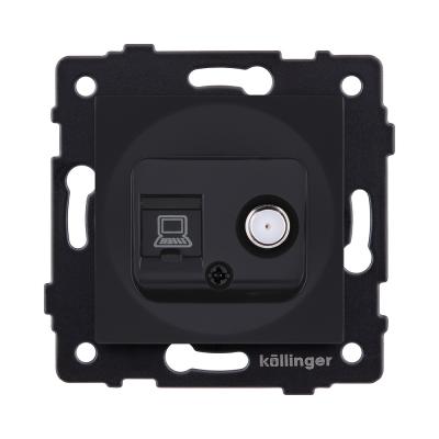 Розетка двойная спутниковая SAT + RJ45 Cat.6, черный матовый Kollinger REA-022BM для Aspekt, Eleganz, Reflex