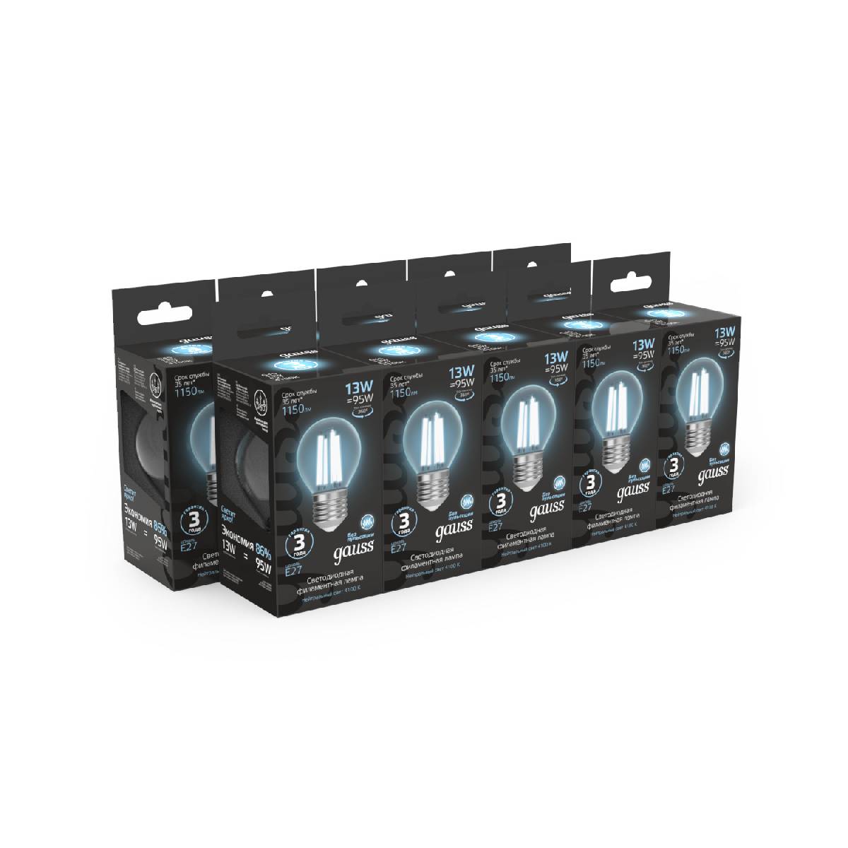 Лампа светодиодная Gauss Filament E27 13W 4100K 105802213