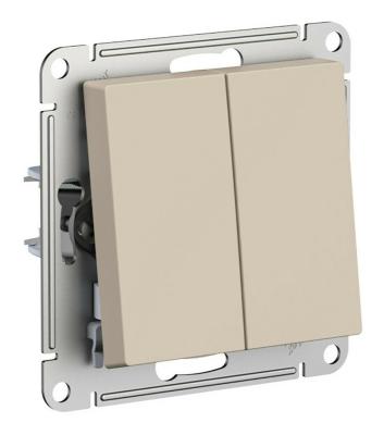 Переключатель 2-клавишный, сх.6/2, 10АХ, механизм Systeme Electric AtlasDesign Песочный ATN001265