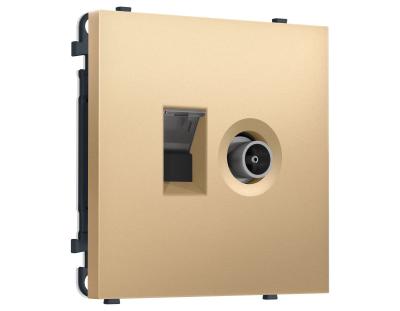 Комплект механизма розетки компьютерной + TV оконечной SIGMA Золото Мягкое касание RJ-45 CAT6/50-870MHz 1dB с/ш QUANT PRO Ambrella Volt MS892510 (SP8925, PR195)