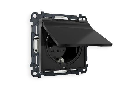 Комплект механизма розетки с/з со шторками и крышкой Ambrella Volt Alfa MA808010