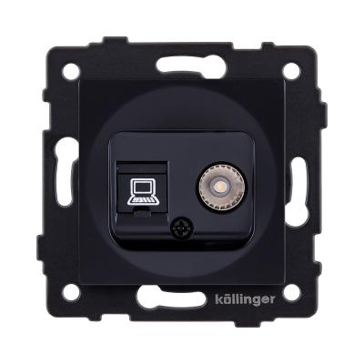 Розетка двойная TV (мама) + RJ45 Cat.6, черный Kollinger REA-021BK для Aspekt, Eleganz, Reflex